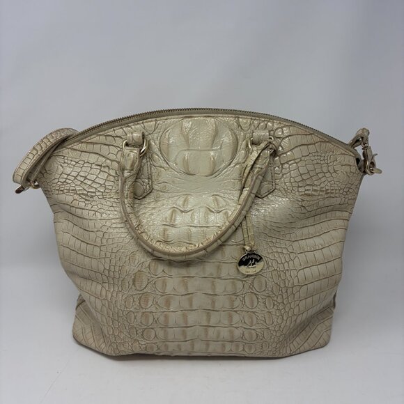 Brahmin cream Duxbury satchel bag embossed leather - Picture 1 of 16